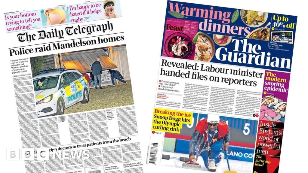 'Police raid Mandelson homes' and 'Breaking the ice'