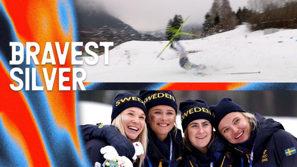 'She's running with the ski under her arm' – Sweden survive crash chaos to win silver
